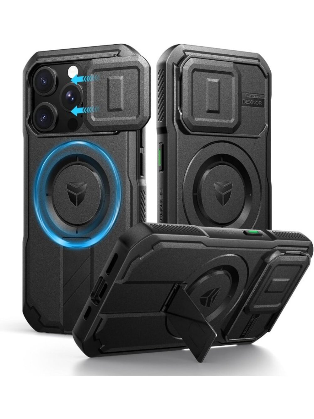 iPhone 15 Pro Case with Slide Camera Cover, 6.1" Protective Black Case